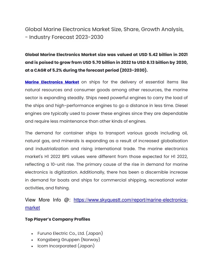 global marine electronics market size share