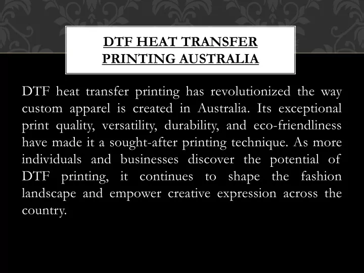 dtf heat transfer printing australia