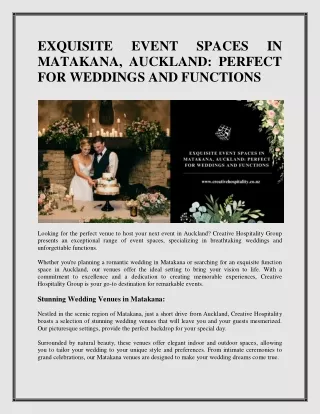 EXQUISITE EVENT SPACES IN MATAKANA