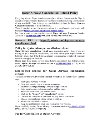 Qatar Airways Cancellation Refund Policy