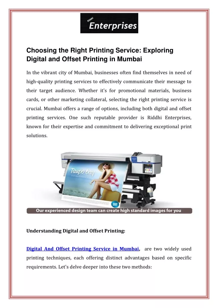 choosing the right printing service exploring
