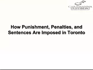 How Punishment, Penalties, and Sentences Are Imposed in Toronto