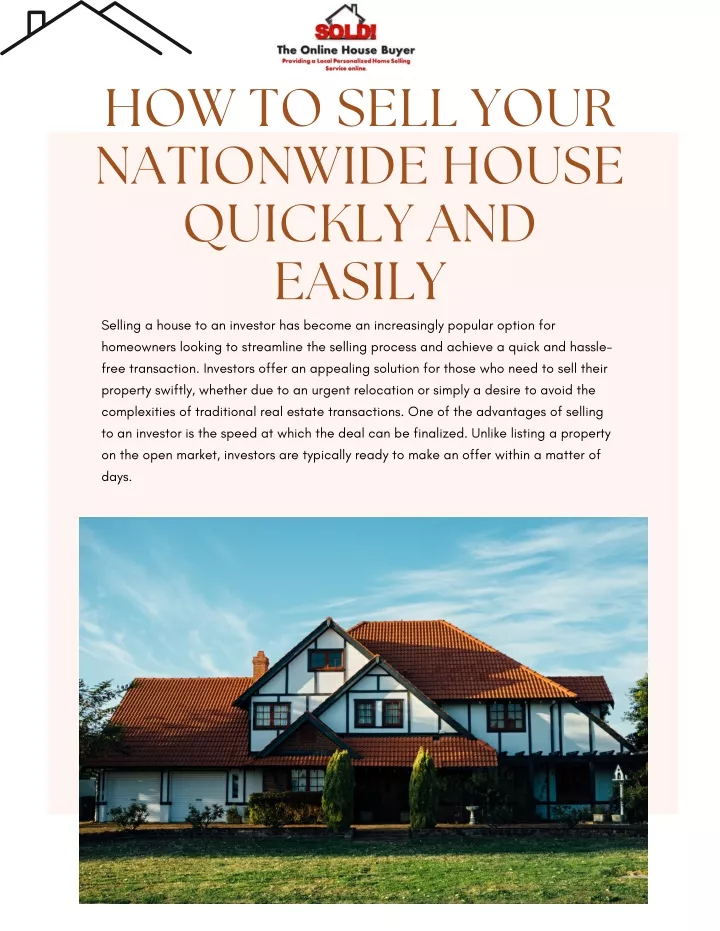 how to sell your nationwide house quickly