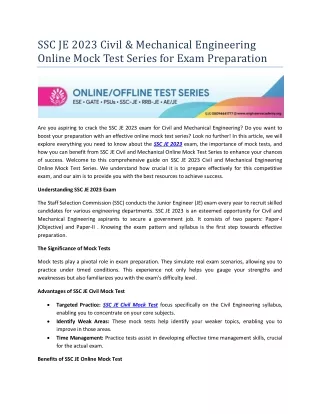 ssc je 2023 civil mechanical engineering online