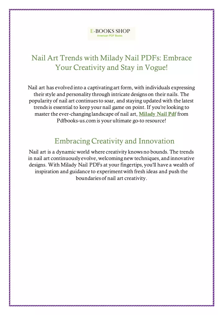 nail art trends with milady nail pdfs embrace