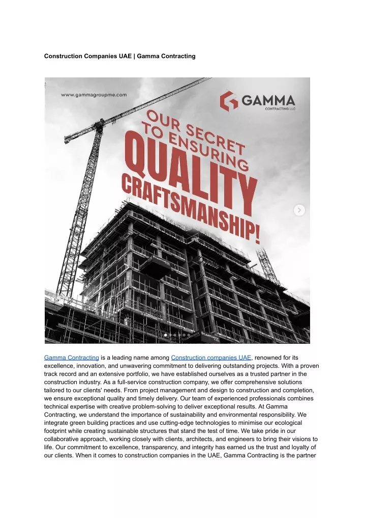 construction companies uae gamma contracting