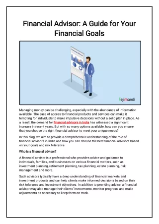 Financial Advisor A Guide for Your Financial Goals