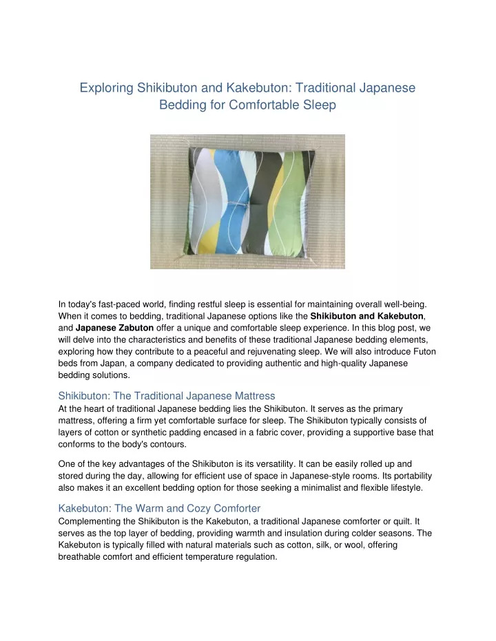 exploring shikibuton and kakebuton traditional