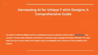 Harnessing AI for Unique T-shirt Designs: A Comprehensive Guide