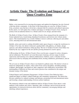 Artistic Oasis - The Evolution and Impact of Al Quoz Creative Zone