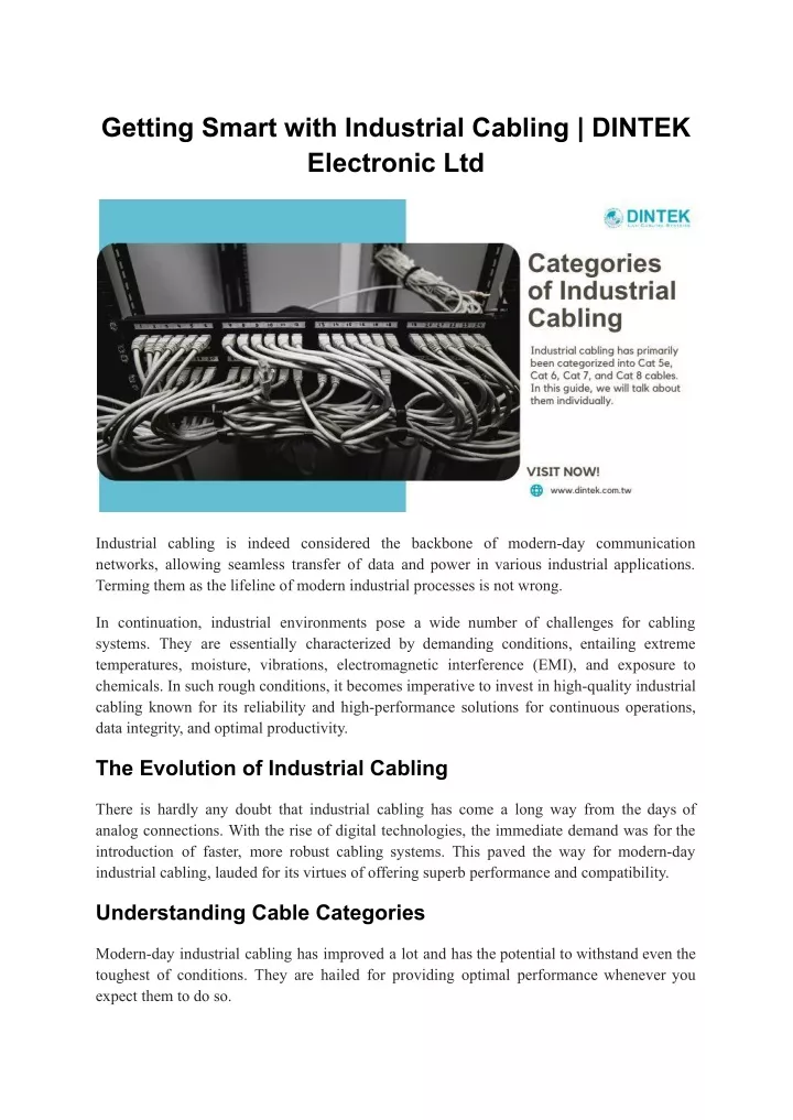 getting smart with industrial cabling dintek