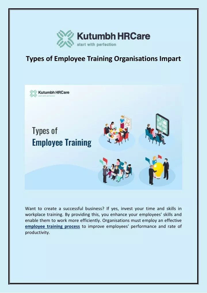 types of employee training organisations impart
