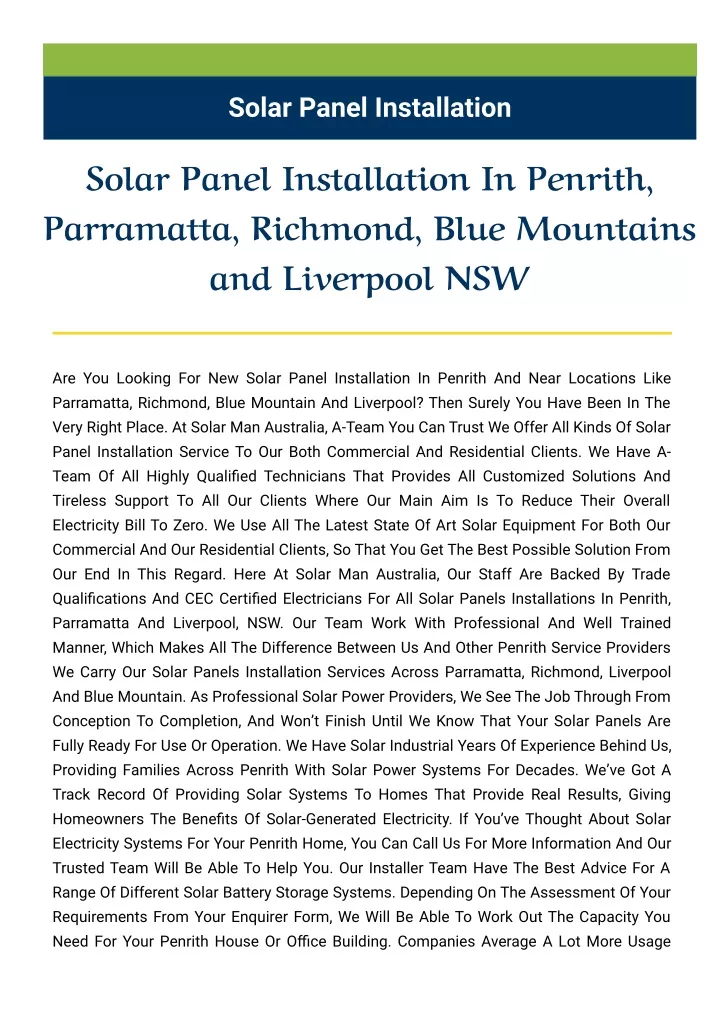 solar panel installation