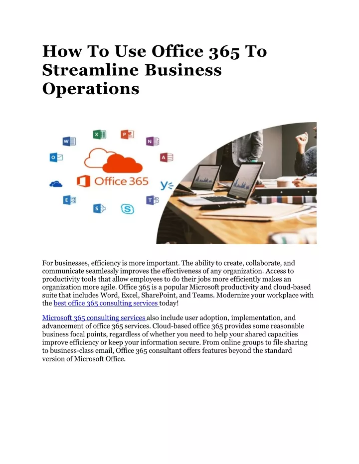 how to use office 365 to streamline business operations