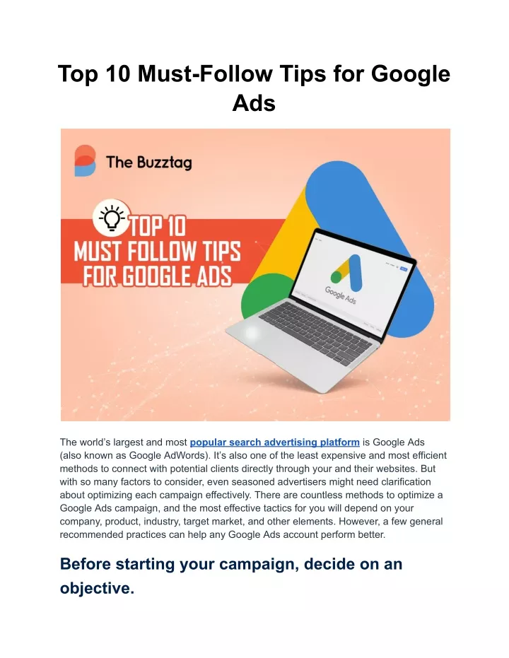 top 10 must follow tips for google ads
