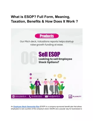what is esop full form meaning taxation benefits