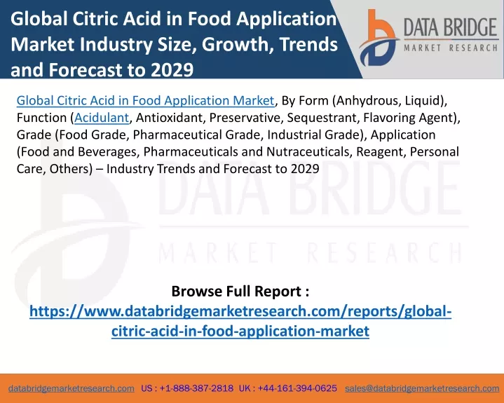 global citric acid in food application market