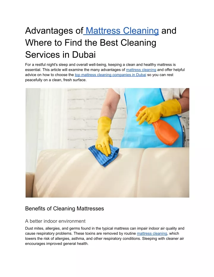 advantages of mattress cleaning and where to find