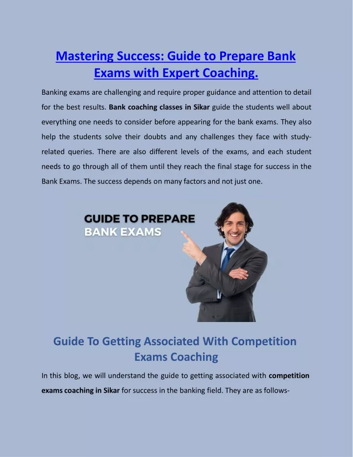 mastering success guide to prepare bank exams with expert coaching