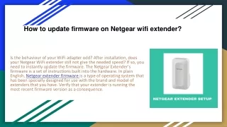 How to update firmware on Netgear wifi extender