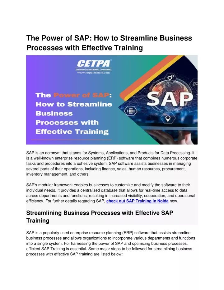 the power of sap how to streamline business