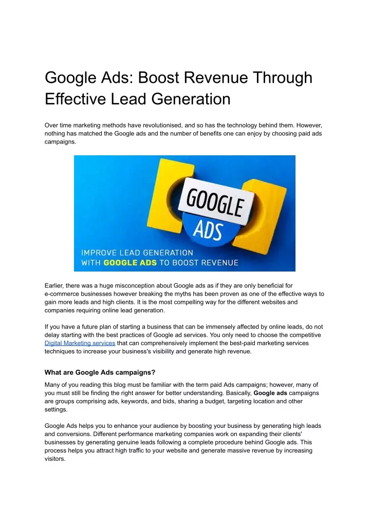 google ads boost revenue through effective lead