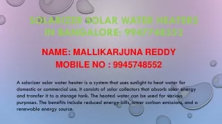 Solarizer Solar Water Heater in KR Puram: @ 9945748552