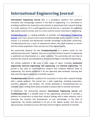 International Engineering Journal