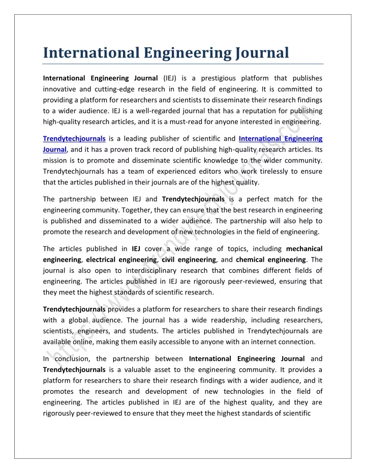 international engineering journal