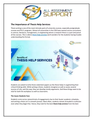 The Importance of Thesis Help Services