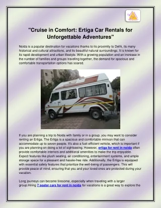 cruise in comfort ertiga car rentals