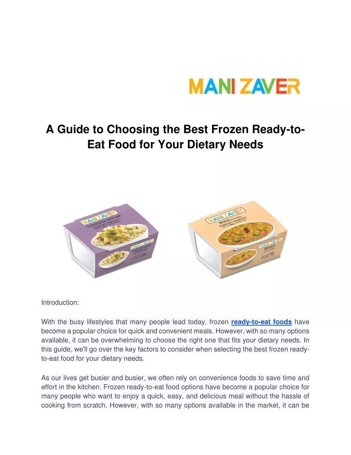 a guide to choosing the best frozen ready