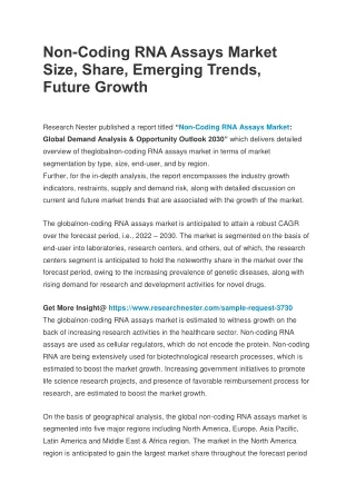 non coding rna assays market size share emerging