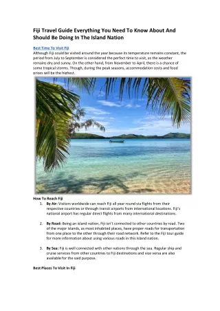 Fiji Travel Guide Everything You Need To Know About And Should Be Doing In The Island Nation