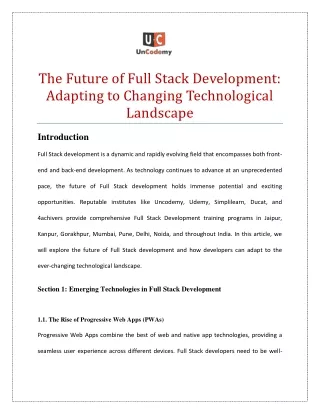 The Future of Full Stack Development: Adapting to Changing Technological Landsca