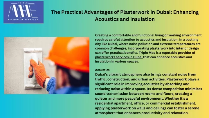 the practical advantages of plasterwork in dubai