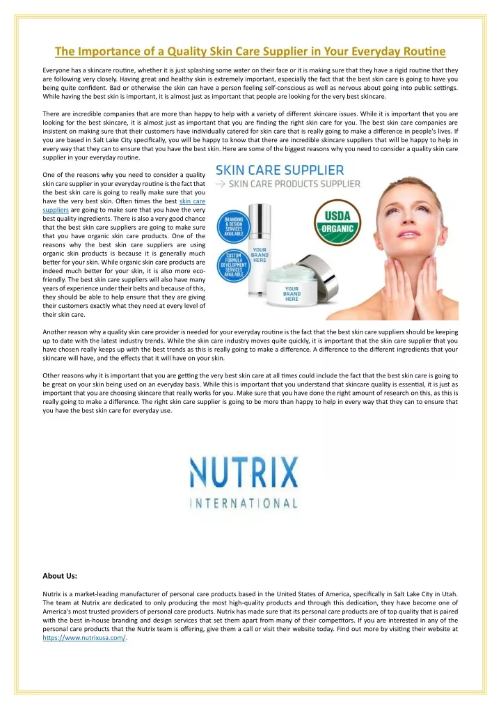 the importance of a quality skin care supplier