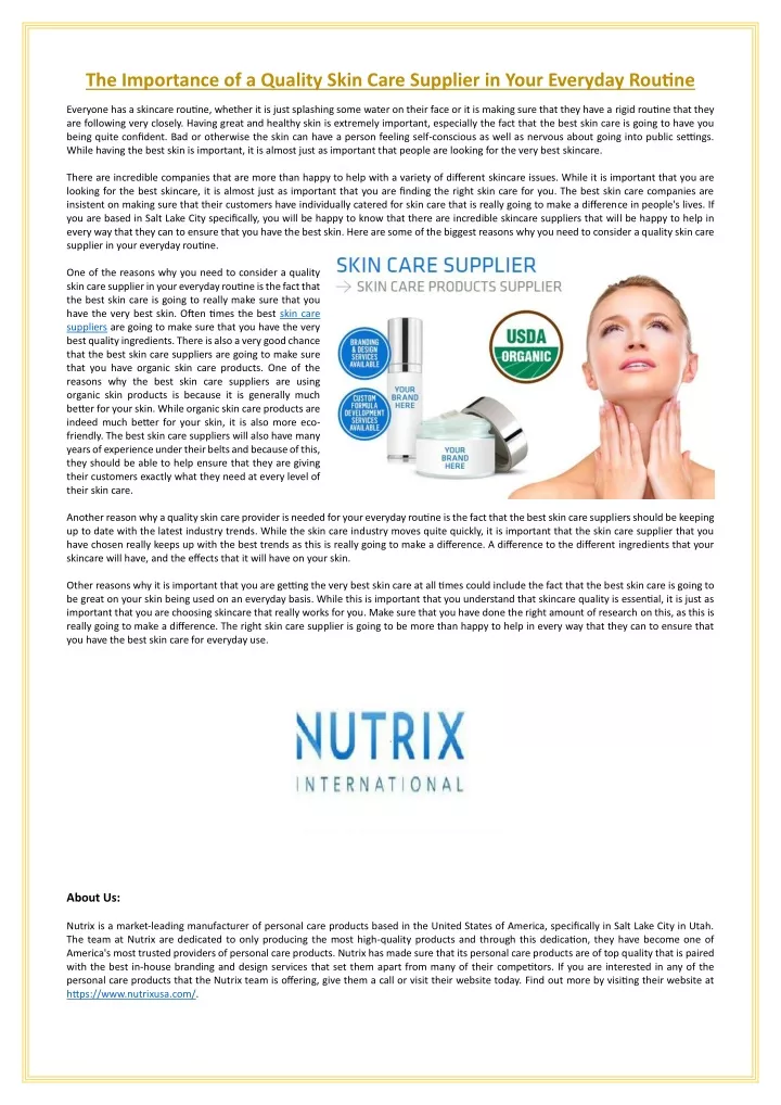 PPT - The Importance of a Quality Skin Care Supplier in Your Everyday 