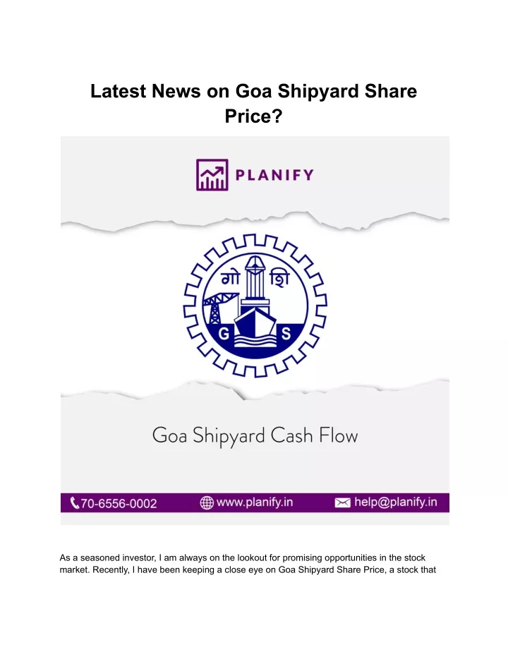 latest news on goa shipyard share price