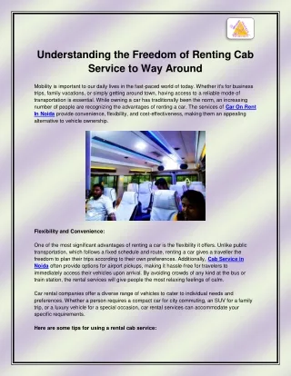 understanding the freedom of renting cab service