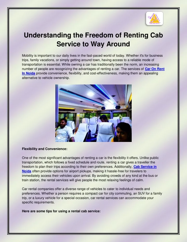 understanding the freedom of renting cab service