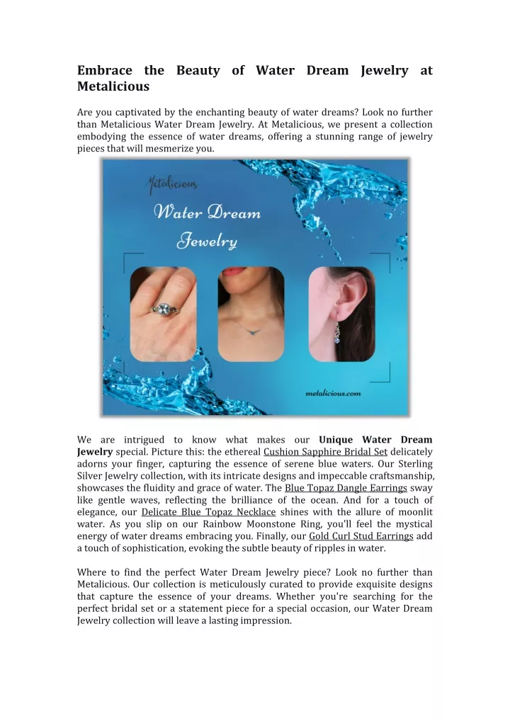 embrace the beauty of water dream jewelry