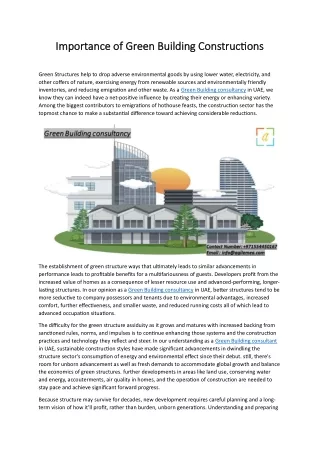 importance importance of of green