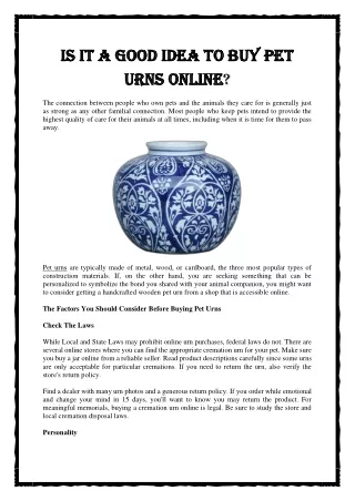 Is It a Good Idea to Buy Pet Urns Online