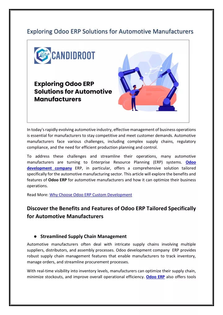 exploring odoo erp solutions for automotive