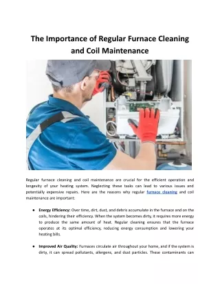 The Importance of Regular Furnace Cleaning and Coil Maintenance