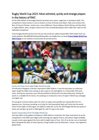 rugby world cup 2023 most admired quirky