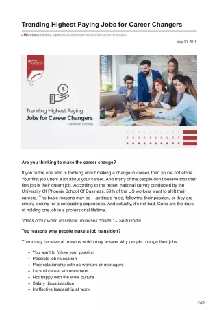 Trending Highest Paying Jobs for Career Changers
