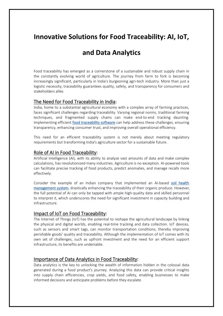 innovative solutions for food traceability ai iot