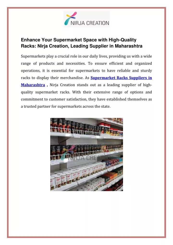 enhance your supermarket space with high quality